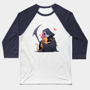 Grim Reaper and His Cats. Spooky Month, Spooky Love Baseball T-Shirt